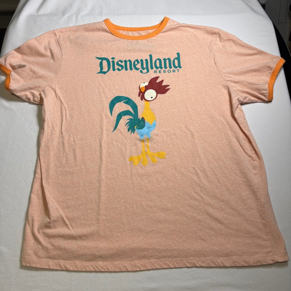 Disney, Hei Hei Moana Ringer T-Shirt, XL, Peach, Disneyland Resort Graphic